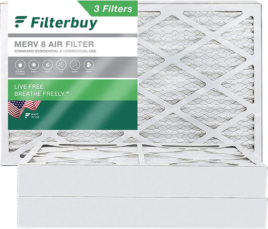 (3-Pack) HVAC Air 8 MERV 16x25x4 Furnace Filters AC Pleated Filterbuy