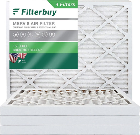 (4-Pack) Filterbuy Air HVAC Furnace 8 16x18x2 Pleated MERV Filters AC