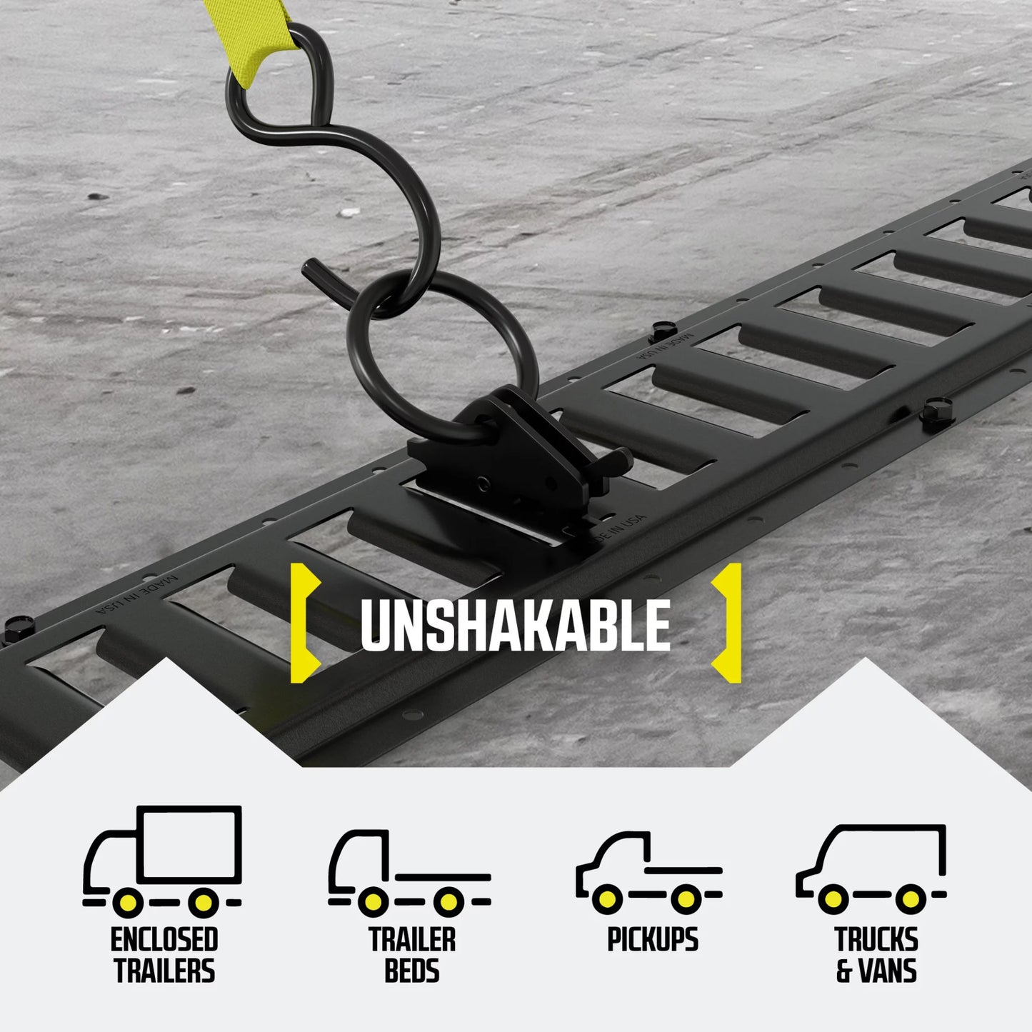 "20 Ring Rails Track TieDown O Van, Pickup" in w/ Tie E-Track Down System Fittings, to Anchors Spring Truck, Trailer, E Tie-Down ETrack Cargo Loads Enclosed/Flatbed Steel,