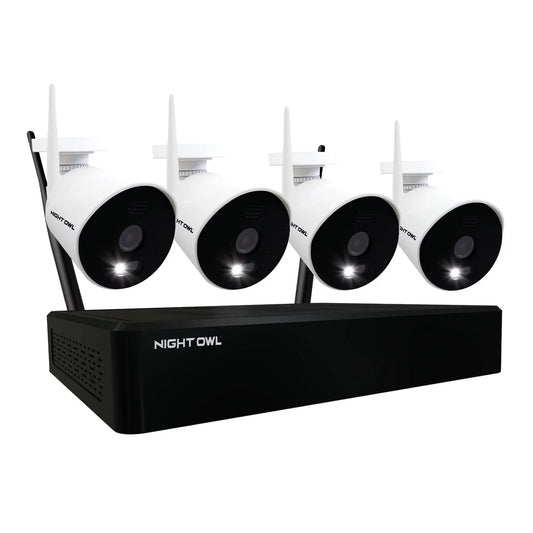 (4) w/ Hard Cameras Drive CL-2WNP1-4L Owl Channel 1TB 10 Wi-Fi & Expandable IP Wi-Fi Spotlight Night NVR 1080p