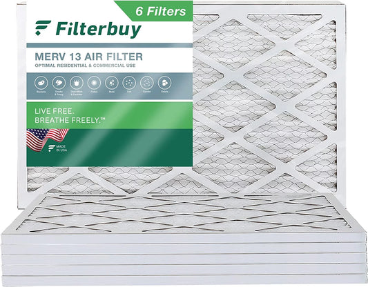 (6-Pack) 20x30x1 MERV AC Filterbuy 13 Furnace Pleated HVAC Air Filters