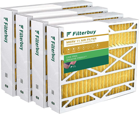 (4-Pack) Pleated Filterbuy 11 AC 102/2120 Aprilaire HVAC Filters 20x25.25x3.5 for Air MERV Space-Gard Furnace