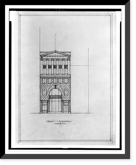 (15th Washington, Print, 21-7/8" office [Two 17-7/8" N.W., x Saul buildings - 2, Framed Front B.F. Street, Historic for elevation] D.C.).