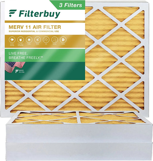 (3-Pack) Air 28x30x4 Filterbuy 11 Furnace AC HVAC Filters Pleated MERV