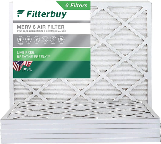 (6-Pack) Filterbuy AC 18x21x1 Air Filters HVAC Pleated MERV 8 Furnace