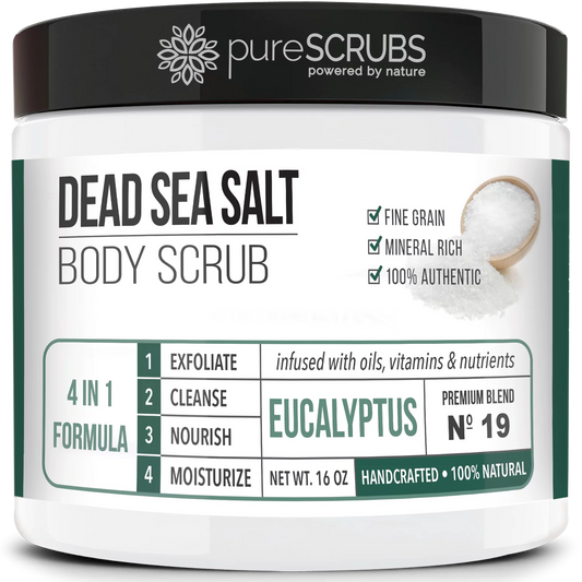 & 16oz Nutrients Oils - FREE + Salt Essential Mini Organic SCRUB - Organic Large Spoon, Body Bar BODY Dead pureSCRUBS EUCALYPTUS Exfoliating Set Wooden Scrub Infused Pure Premium Sea & Soap Loofah