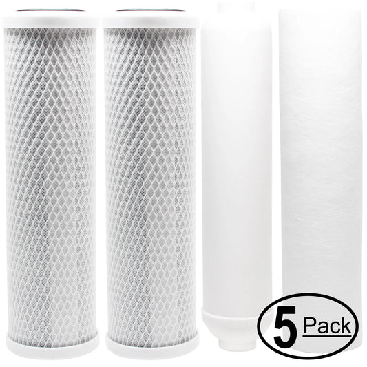 & Block Denali 5-Pack Kit Brand RO Filter Filter Replacement for Pure Sediment Water Filters, - Anchor Cartridge - for Filter System Inline Includes PP Filter Carbon AF-5004