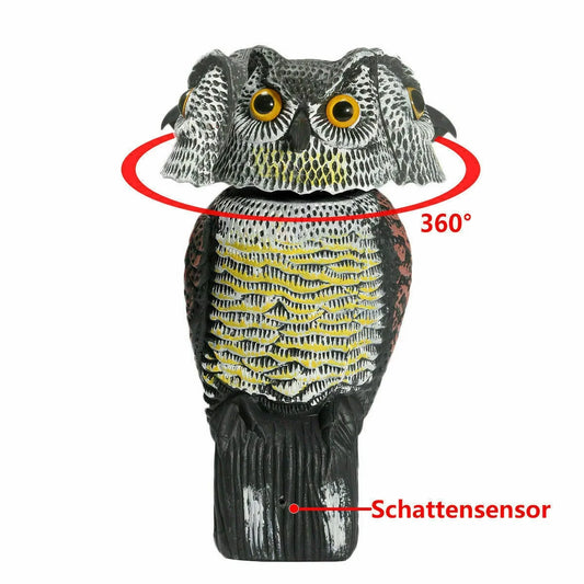 & 360 Deterrent Protector Owl Owl Bird Head Decoy Fake Scare to Realistic Scary for Rotate Pest Owl Outdoor Yard Statue Birds, Decoy Shadow Scarecrow Sounds Patio Garden