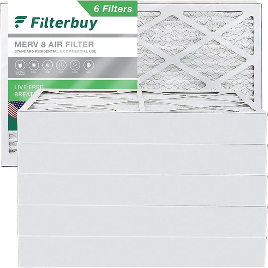 (6-Pack) Pleated 8 MERV Filters Filterbuy Air AC HVAC 16x24x4 Furnace